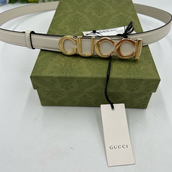 Women’s Gucci logo thin leather belt size 95 cm/38 inches made in Italy - Picture 2 of 10